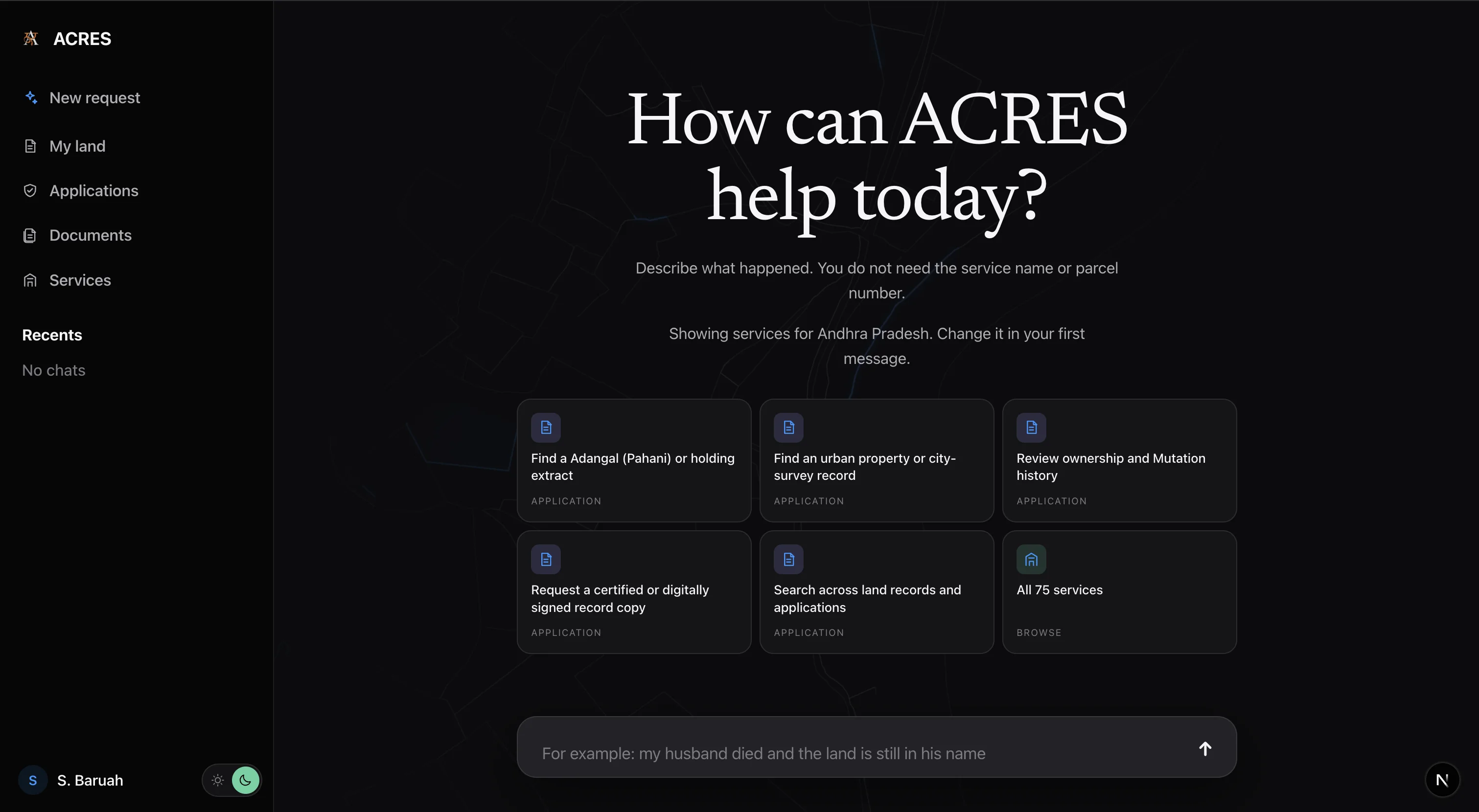ACRES citizen land-services workspace