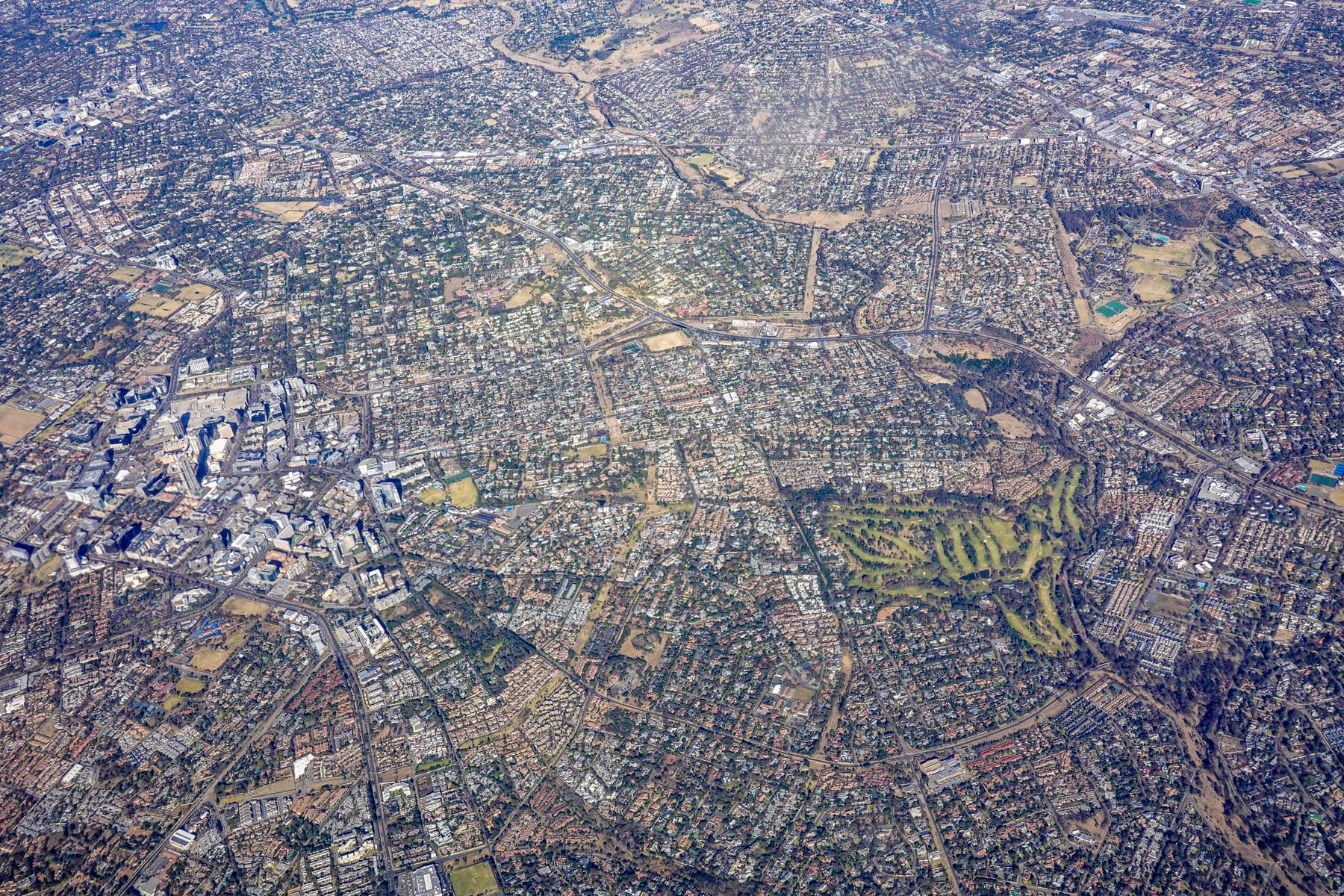 A dense settlement of small plots seen from the air
