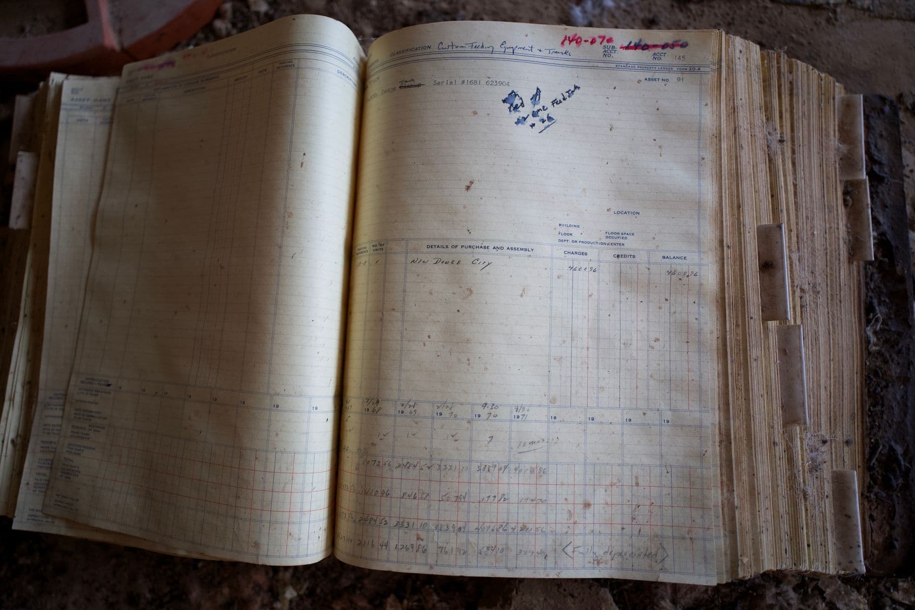 A thick handwritten ledger lying open