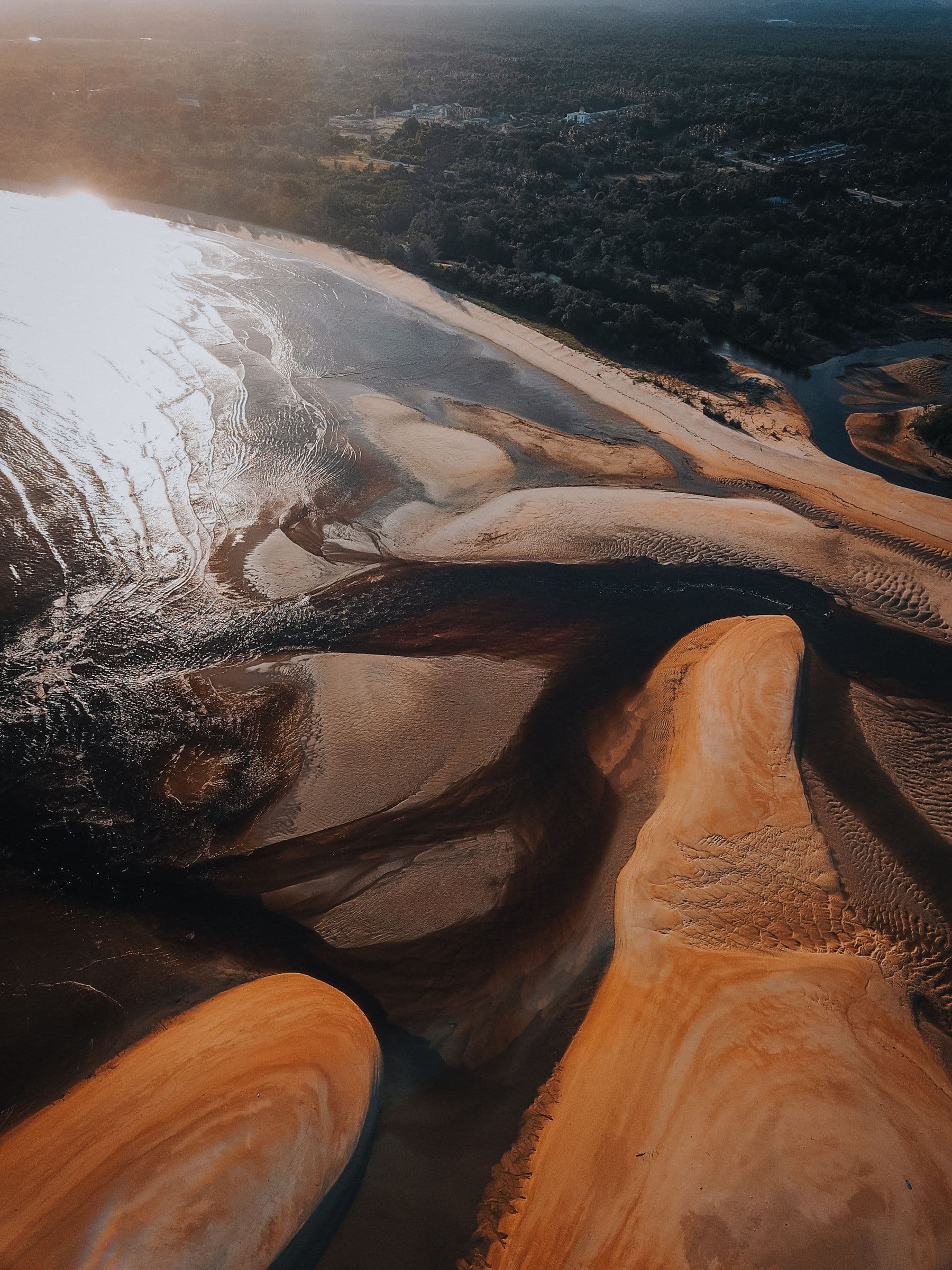 A braided river reworking its sandbanks